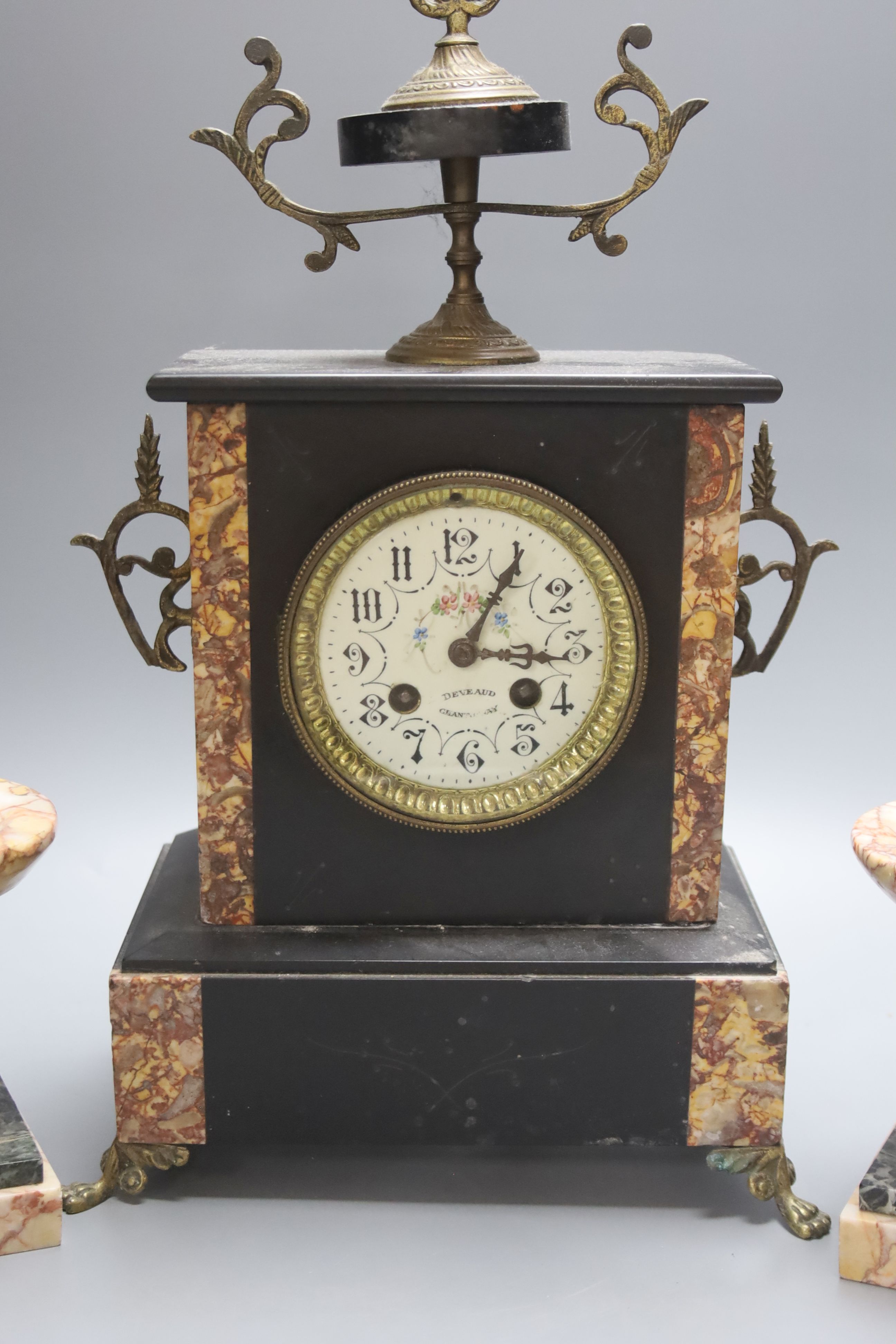 A slate marble mantel clock, height 43cm